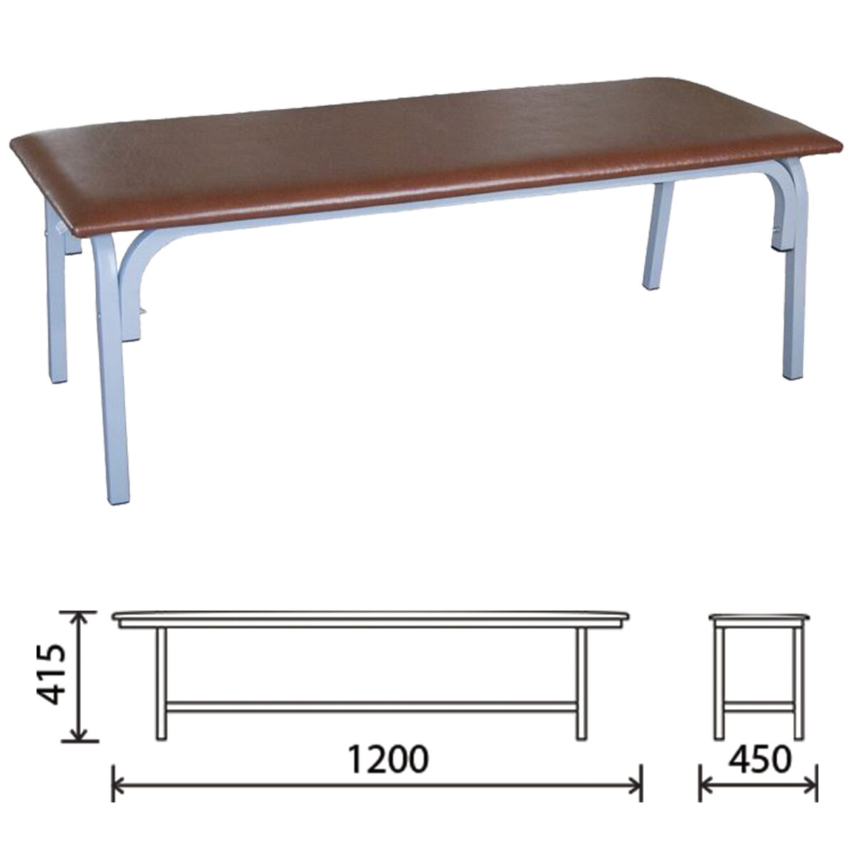 Банкетка без спинки "Астрид", 1200х450х415 мм, серый каркас, кожзам коричневый — изображение 1