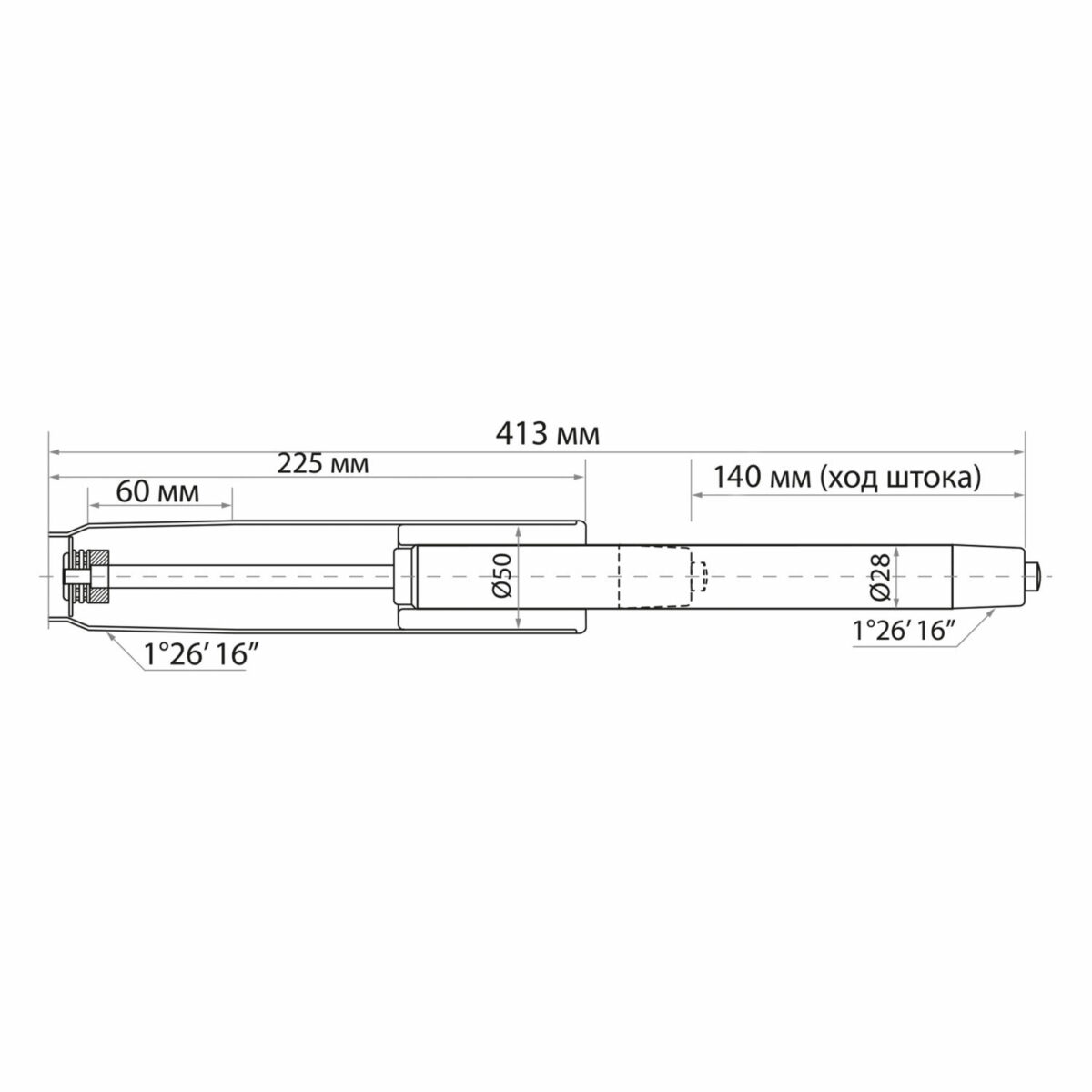 Газлифт BRABIX A-140 стандартный, черный, длина в открытом виде 413 мм, d50 мм, класс 2, 532002 — изображение 3