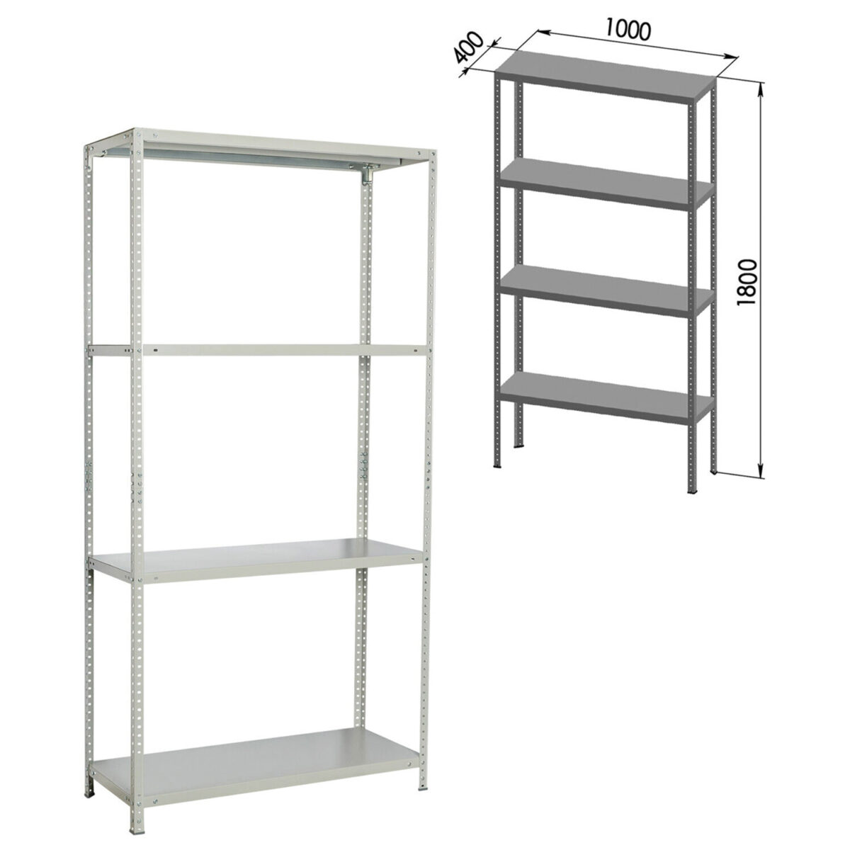 Стеллаж металлический BRABIX "MS KD-180/40-4", 1800х1000х400 мм, 4 полки, сборная стойка, 291115, S240BR144402 — изображение 2