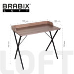 Стол на металлокаркасе BRABIX "LOFT CD-008", 900х500х780 мм, цвет морёный дуб, 641863 — изображение 8