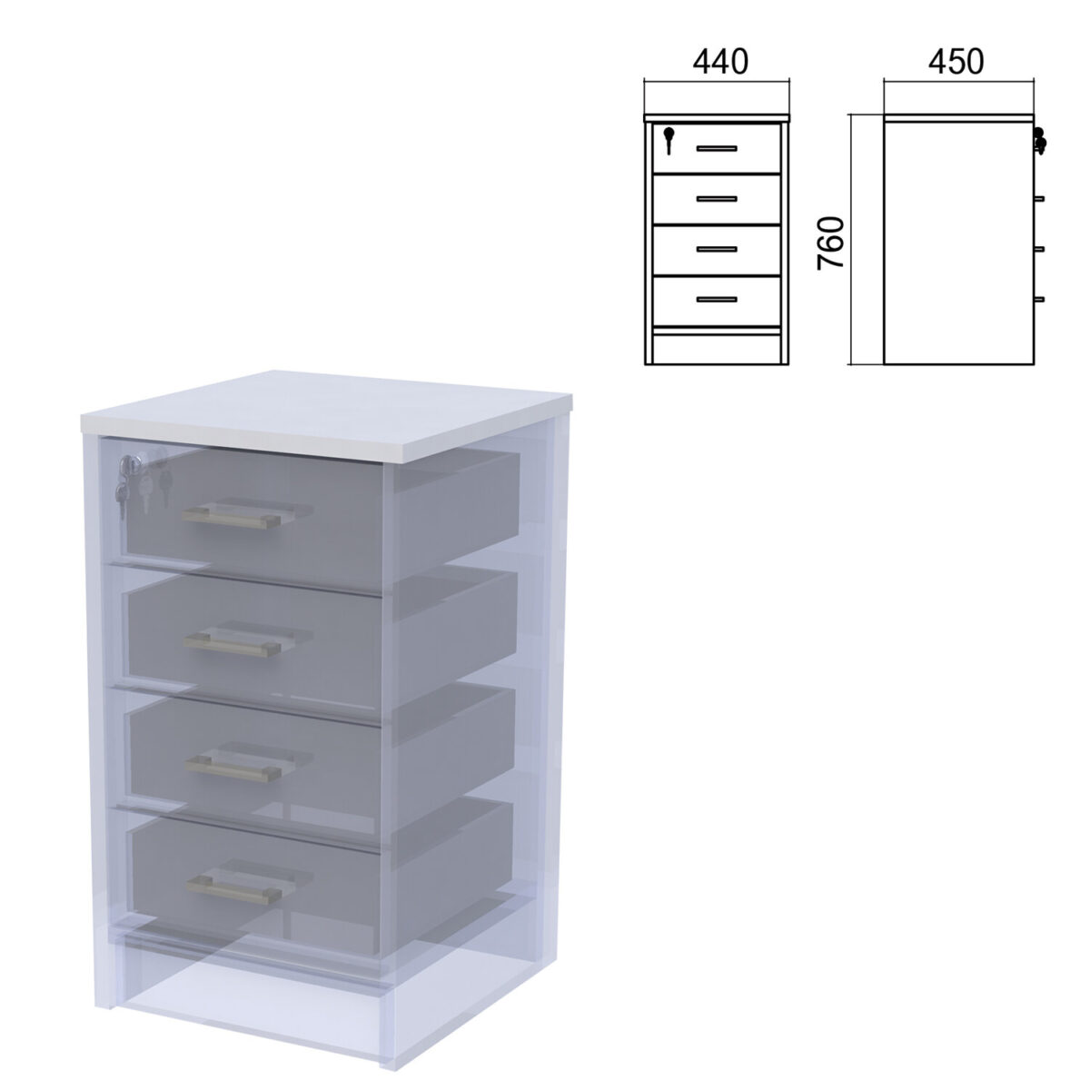 Крышка для тумбы приставной (АТ-05) "Арго", 440х450х22 мм, серый — изображение 1