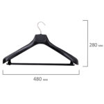 Вешалка-плечики, размер 50-52, пластик, анатомическая, перекладина, крючки для бретелей, черный, С041 — изображение 3