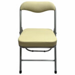 Стул складной для дома и офиса РС04К комфорт, серебристый каркас, кожзам бежевый — изображение 3