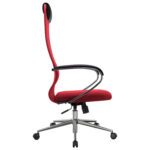 Кресло офисное МЕТТА "SU-B-8" хром, ткань-сетка, сиденье мягкое, красное — изображение 5