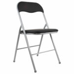 Стул складной BRABIX "Golf CF-007", серебристый каркас, кожзам чёрный, 532891 — изображение 2