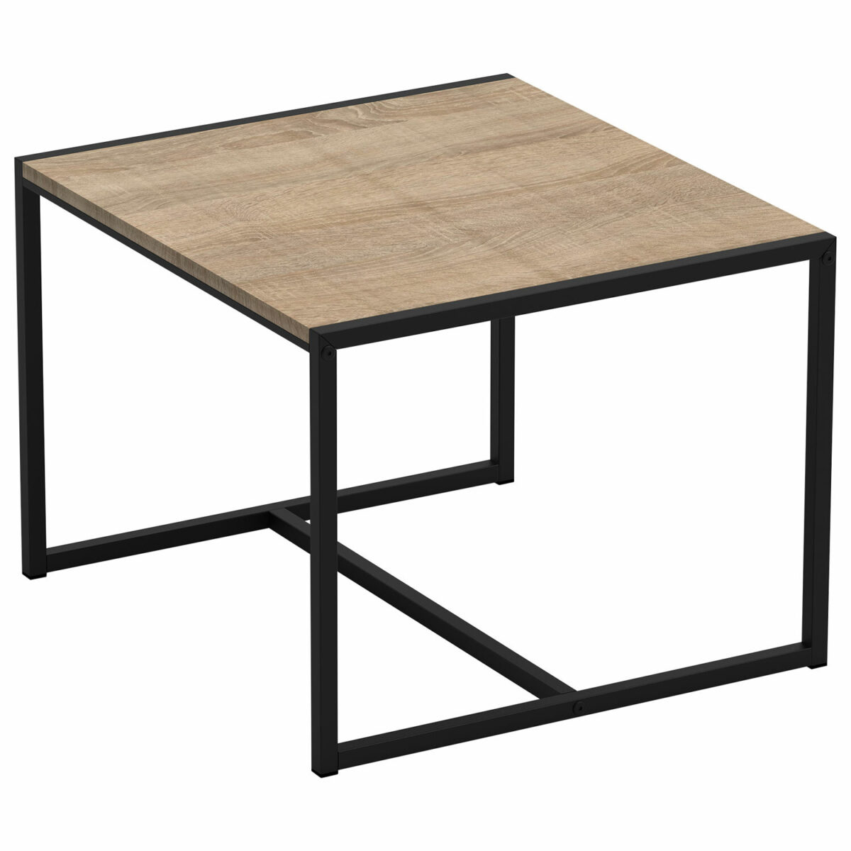 Стол журнальный "Систа" (640х590х460 мм), ЛОФТ, металл/ЛДСП ясень шимо светлый — изображение 1