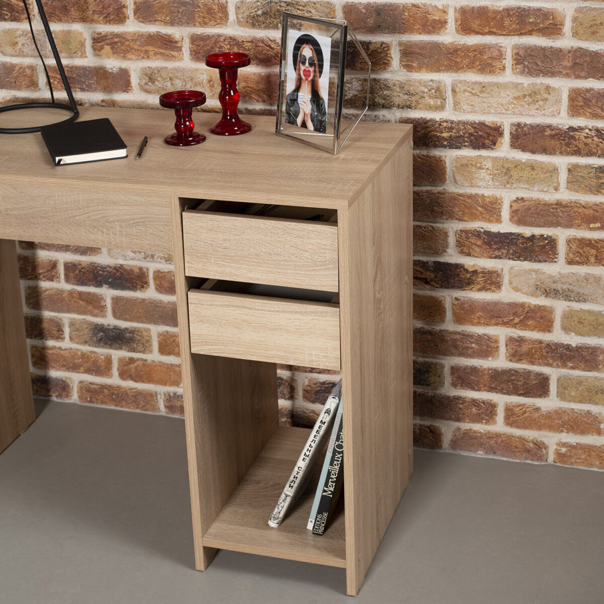 Стол письменный/компьютерный BRABIX "Scandi CD-017", 900х450х750 мм, 2 ящика, дуб сонома, 641895, ЦБ013706-2 — изображение 5