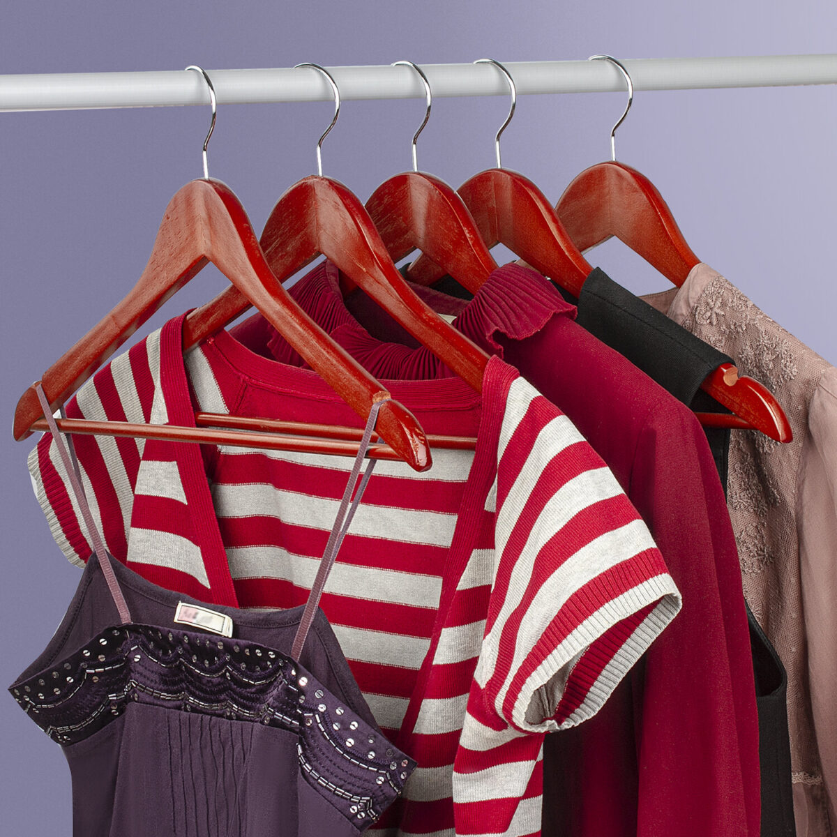 Вешалки-плечики, размер 48-50, КОМПЛЕКТ 5 шт., дерево, перекладина, цвет вишня, BRABIX "Стандарт", 601161 — изображение 8