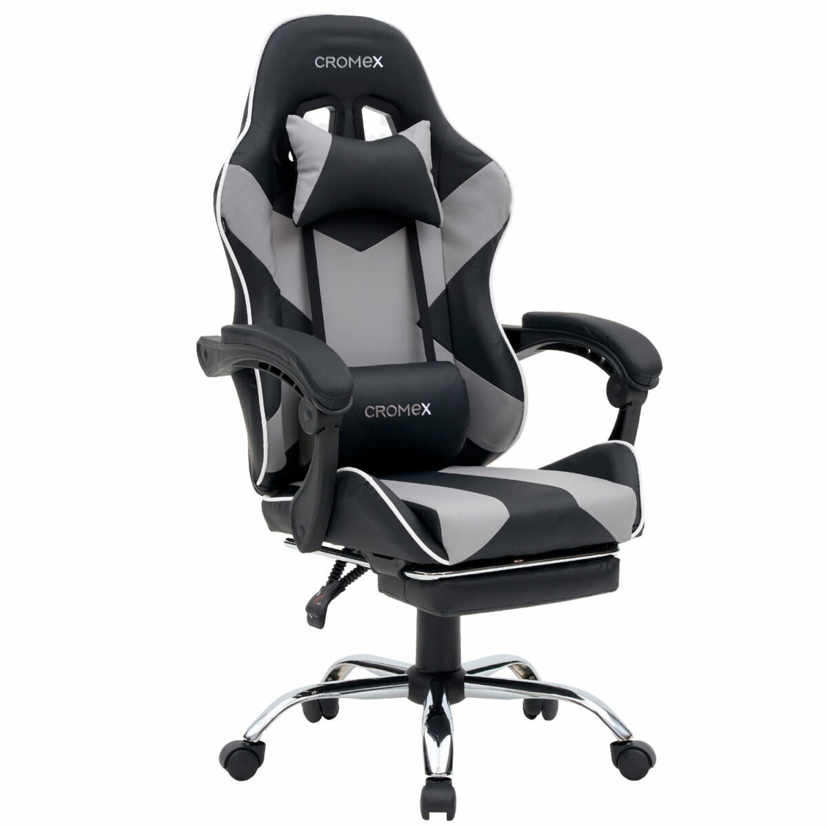 4326f9ddd8eb79cc30c63e757c2bb172_xl Кресло компьютерное CROMEX (КРОМЕКС) "Wave GM-145", вибромассаж, подножка, подушки, экокожа, черное/серое, 532956 — изображение 1