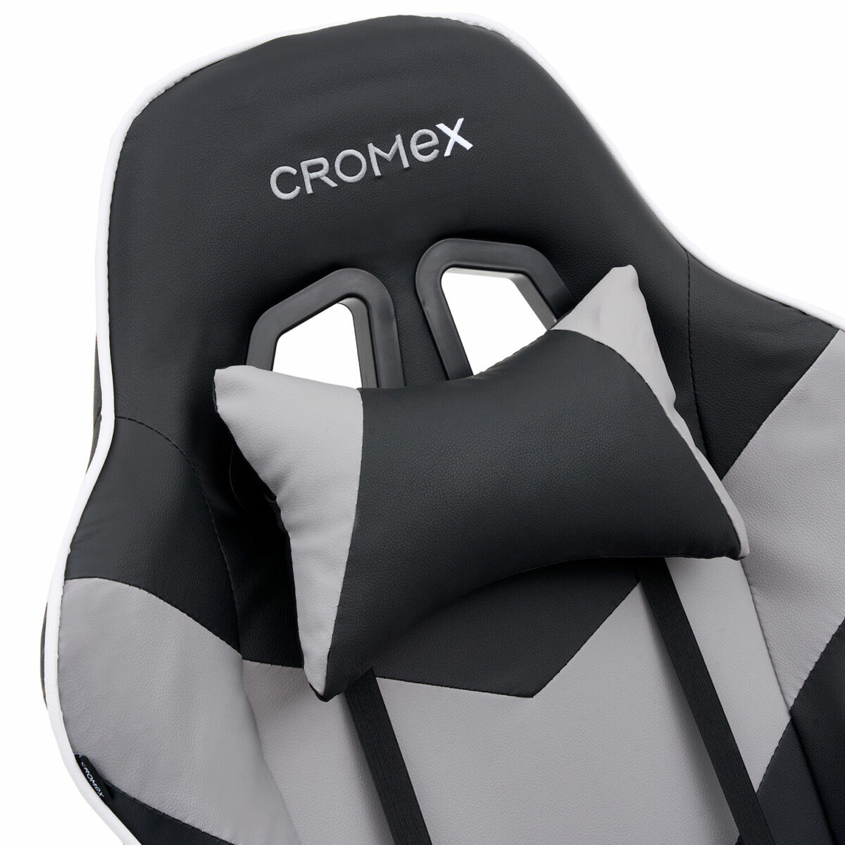 Кресло компьютерное CROMEX (КРОМЕКС) "Wave GM-145", вибромассаж, подножка, подушки, экокожа, черное/серое, 532956 — изображение 10