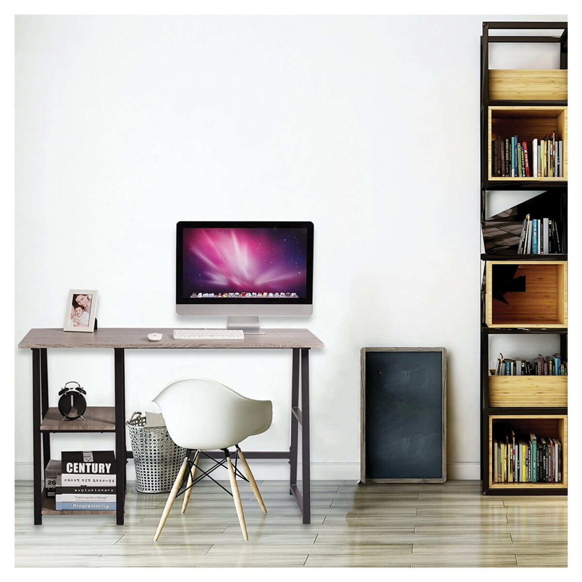 Стол на металлокаркасе BRABIX "LOFT CD-006", 1200х500х730 мм, 2 полки, цвет морёный дуб, 641224 — изображение 13