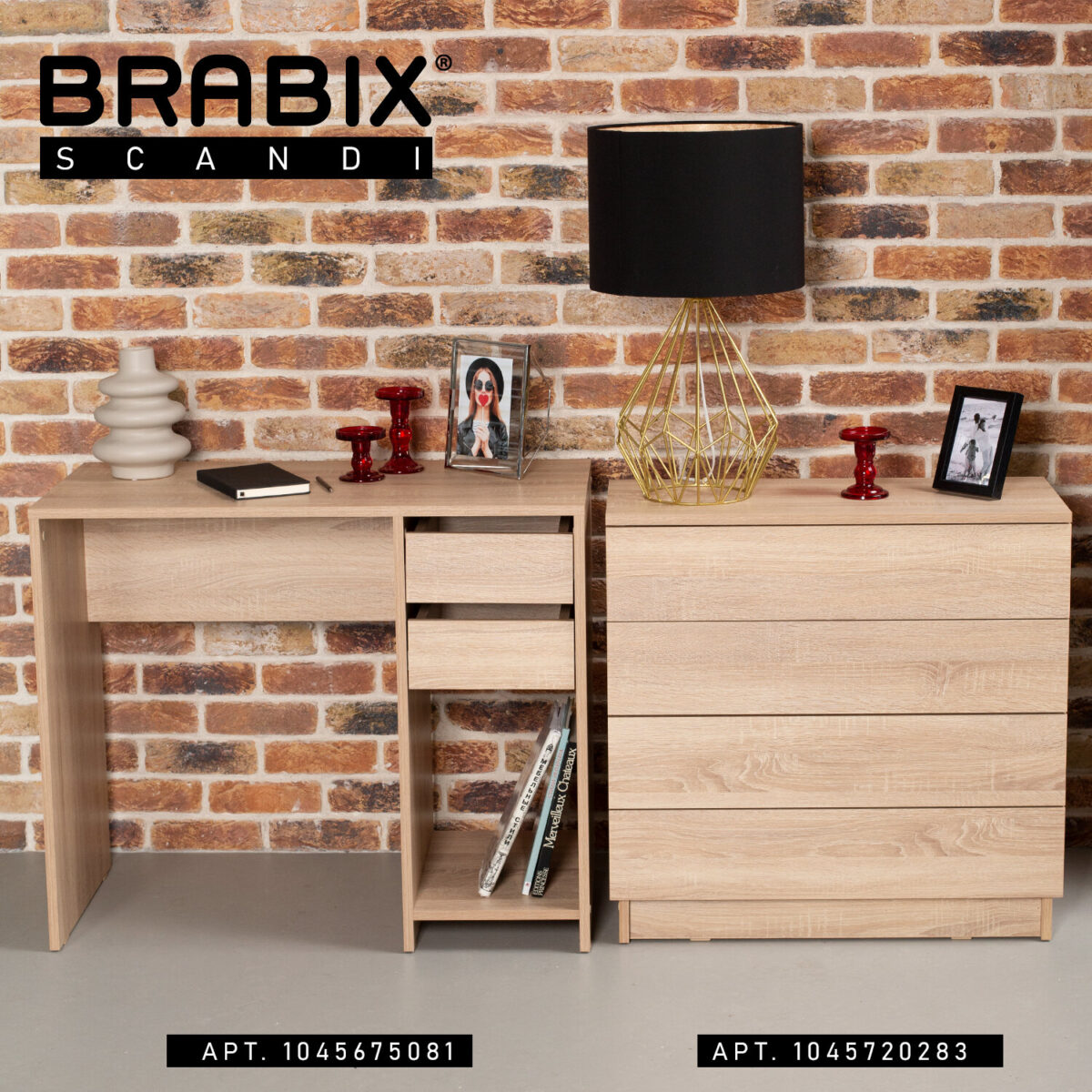 Стол письменный/компьютерный BRABIX "Scandi CD-017", 900х450х750 мм, 2 ящика, дуб сонома, 641895, ЦБ013706-2 — изображение 27