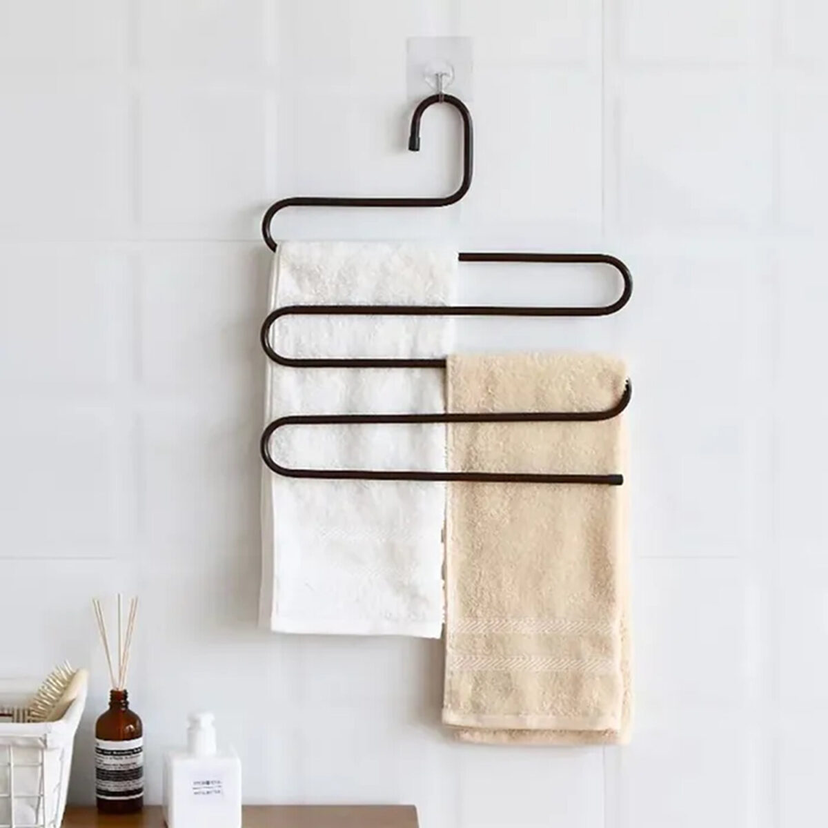 Вешалка для брюк и одежды "ЗМЕЙКА", КОМПЛЕКТ 2 шт., 5 секций, размер 34х36 см, черные, BRABIX, 608464 — изображение 5