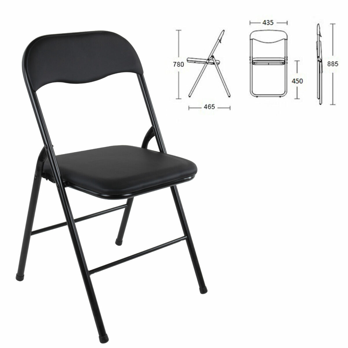 Стул складной BRABIX "Golf CF-007", черный каркас, кожзам черный, гофрокороб, 533024 — изображение 3