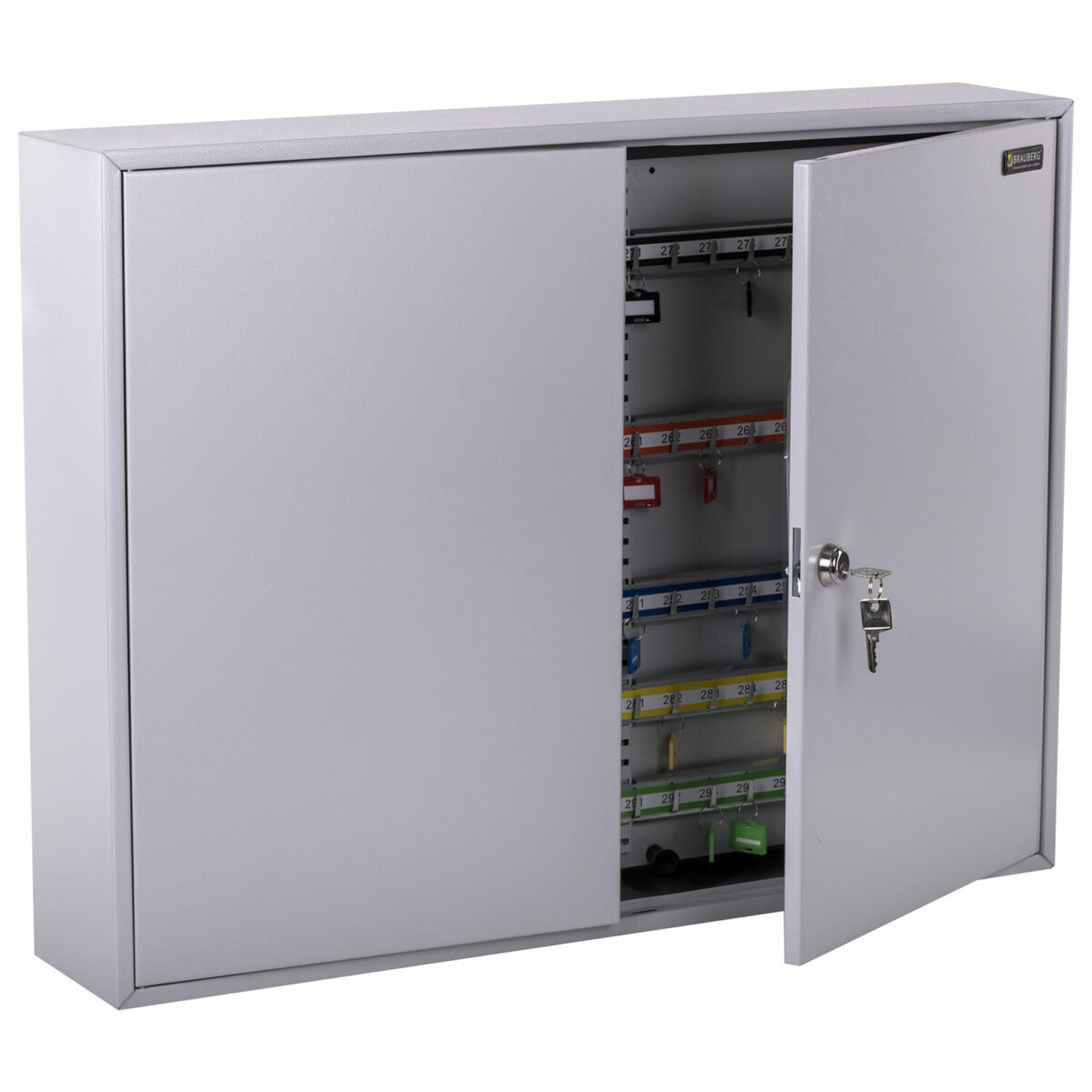 Шкафчик (Ключница) на 300 ключей BRAUBERG, 730х550х140 мм, с замком, +300 брелоков, серый, 290341 — изображение 5