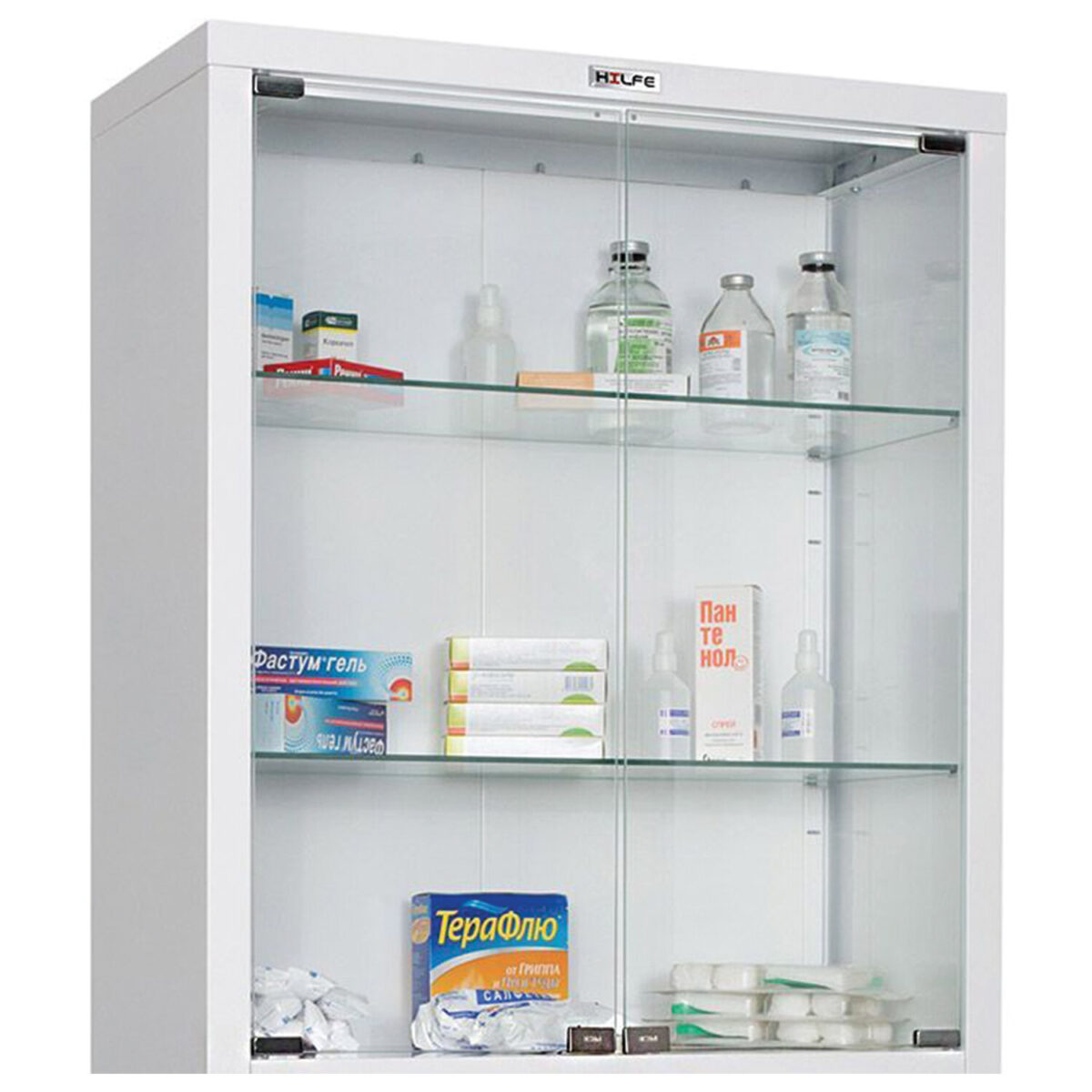Шкаф медицинский 2-створчатый HILFE "МД 2 1670/SG" 1755х700х320 мм, стекло, белый, S26199203509 — изображение 3