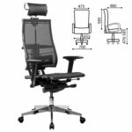 Кресло МЕТТА "YOGA" Y 4DF B2-5D, адаптивная спинка, 3D-подголовник, сверхпрочная сетка, черное — изображение 2