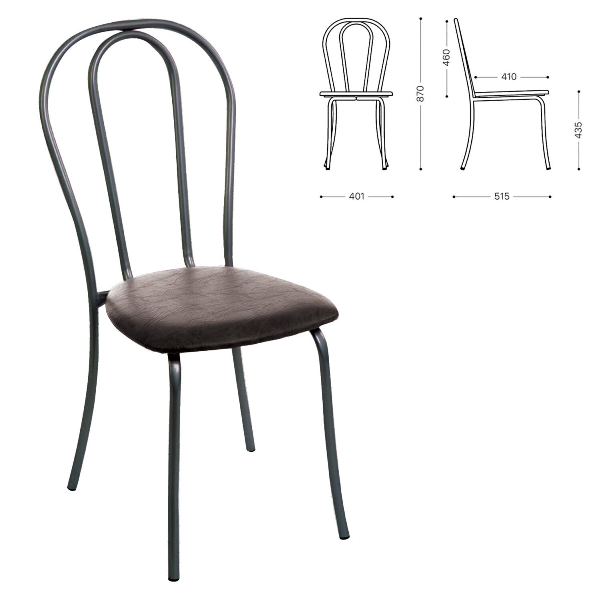 Стул для столовых, кафе, дома "Вереск", черный каркас, кожзам черный, СМ7/6-05 К-01 — изображение 1