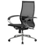 Кресло офисное МЕТТА "К-9" хром, прочная сетка, сиденье и спинка регулируемые, черное — изображение 11