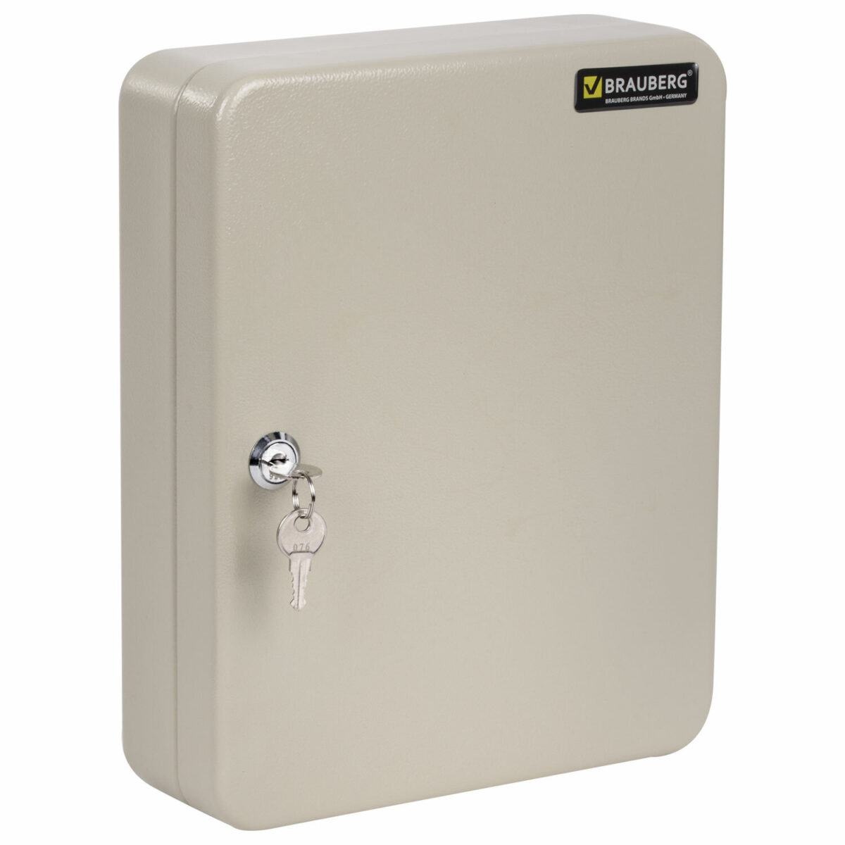 Шкафчик (Ключница) на 90 ключей BRAUBERG, 300х240х80 мм, с замком, +90 брелоков, серый, 290339 — изображение 1