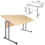 Стол-парта 2-местный, регулируемый угол, "Умник" 1200х500х520-640мм, рост 2-4, серый каркас, ЛДСП клён — изображение 4