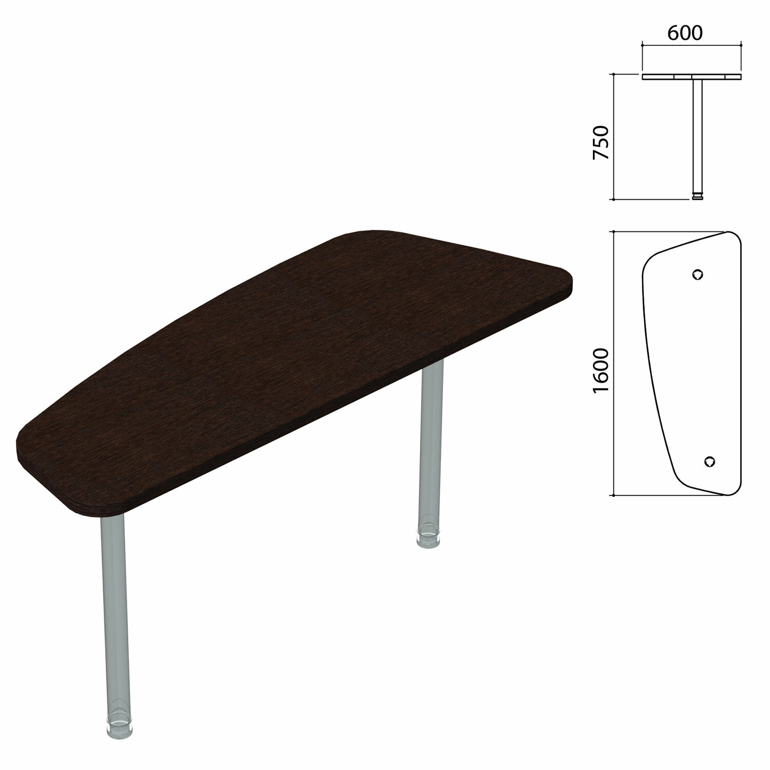 49732e45ecd847210f1e8aaa012a4294_xl Стол приставной "Приоритет" (1600х600х750 мм), БЕЗ ОПОР (640411), венге, К-921, К-921 венге — изображение 1