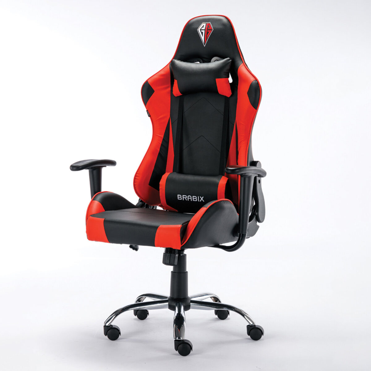 Кресло компьютерное BRABIX "Hunter GM-130", две подушки, экокожа, черное/красное, 532797 — изображение 5