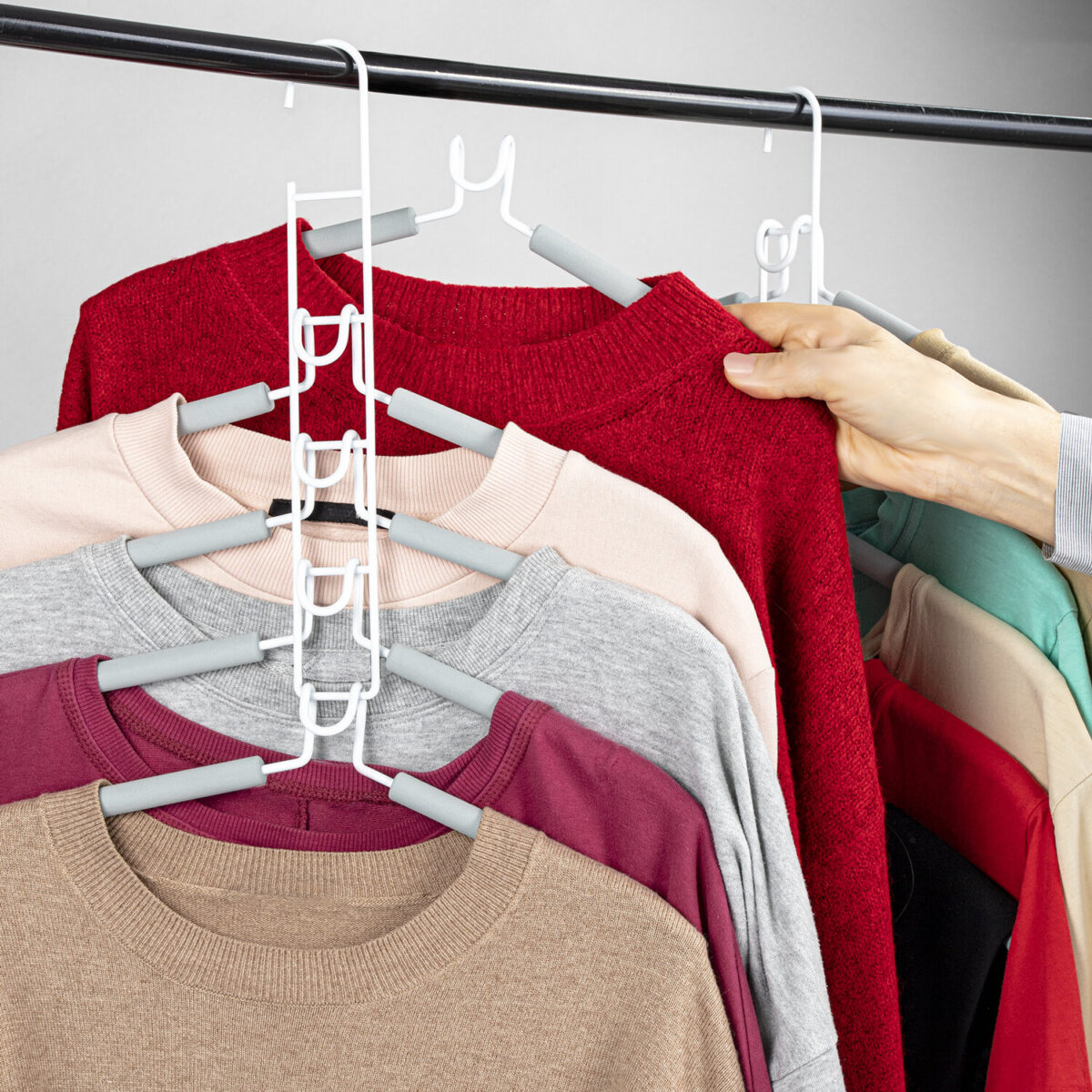 Вешалка-плечики трансформер, 5 плечиков, металл с покрытием, белые, BRABIX ULTRA, 607475 — изображение 9