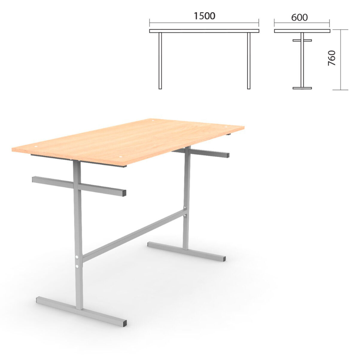 Стол для столовых на 6 мест "ССТ 1500", 1500х600х760 мм, рост 6, каркас металл, ЛДСП, цвет бук — изображение 2
