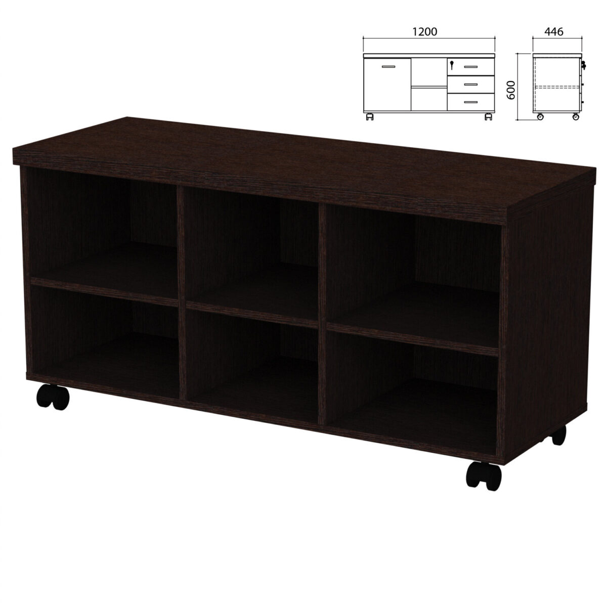 Тумба-креденция (каркас БЕЗ ФАСАДОВ) "Приоритет" (1200х446х600 мм), венге, К-924, К-924 венге — изображение 1