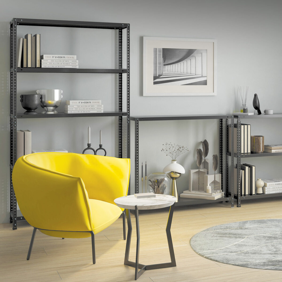 Стеллаж металлический BRABIX "ГРАФИТ MS KD-180/50-5", лофт, 1800х1000х500 мм, 5 полок, 291270, S240BR145593 — изображение 2