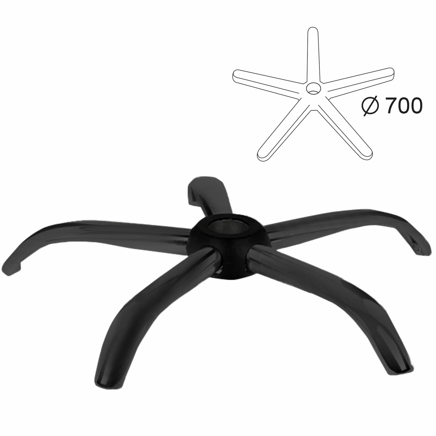 4c537714762f2e24bd3f92b97c0f001b_xl Пятилучие для кресла, нагрузка до 120 кг, диаметр 700 мм, металлическое, черное, 533052 — изображение 1