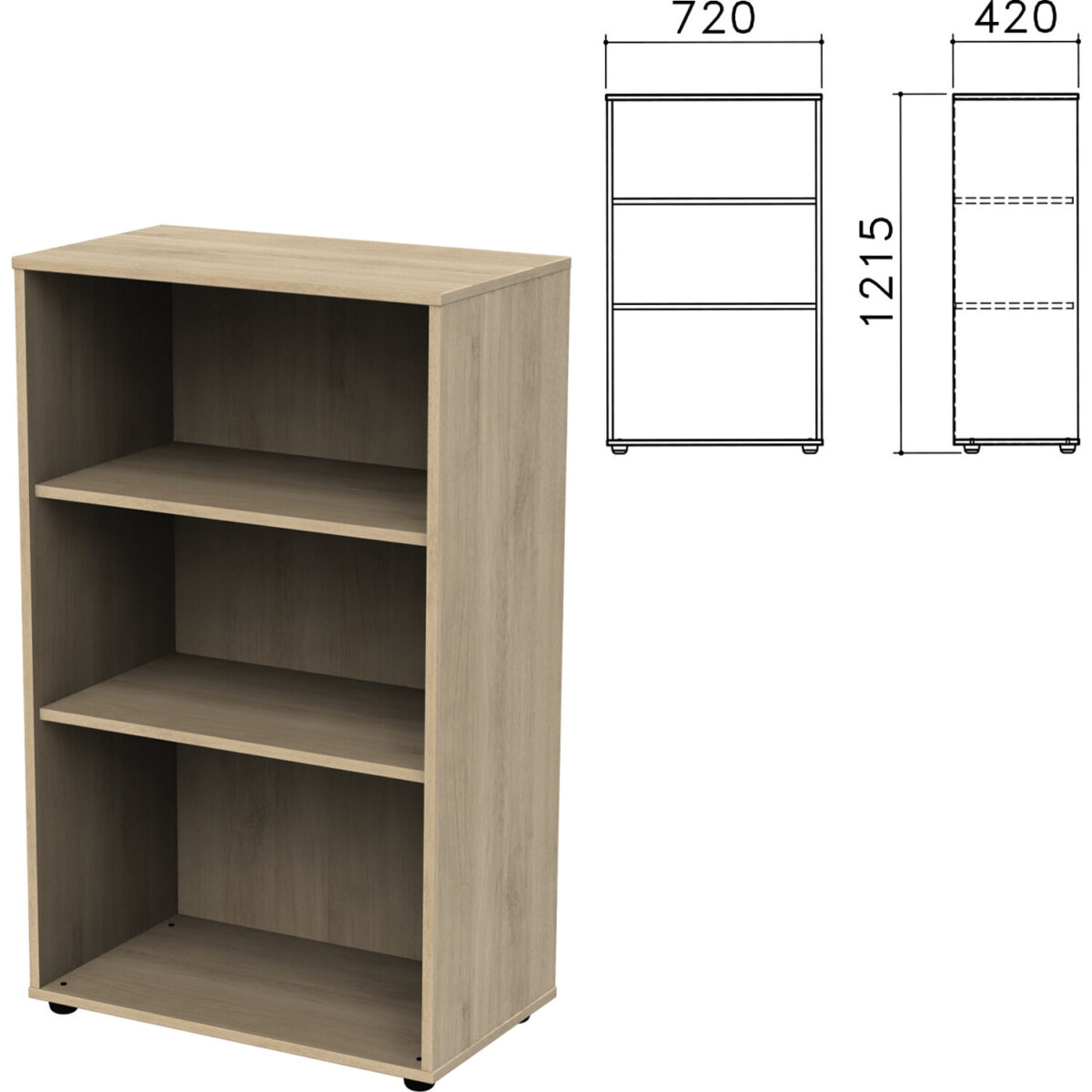 Шкаф (стеллаж) "Приоритет", 720х420х1215 мм, 2 полки, кронберг, К-933, К-933 кронберг — изображение 1