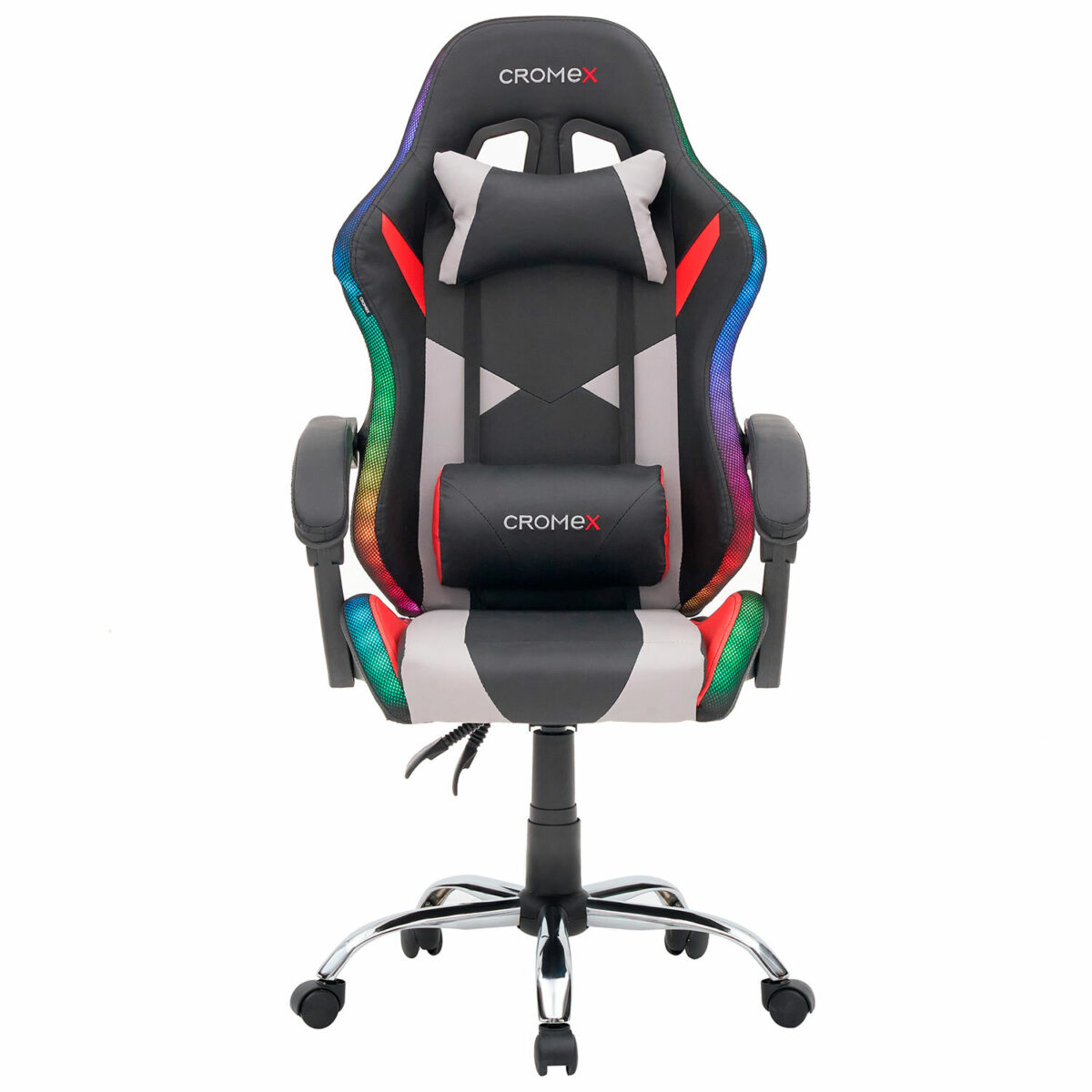 Кресло компьютерное CROMEX (КРОМЕКС) "Quantum GM-155 RGB", подсветка, две подушки, экокожа, черное/красное/серое, 532955 — изображение 5
