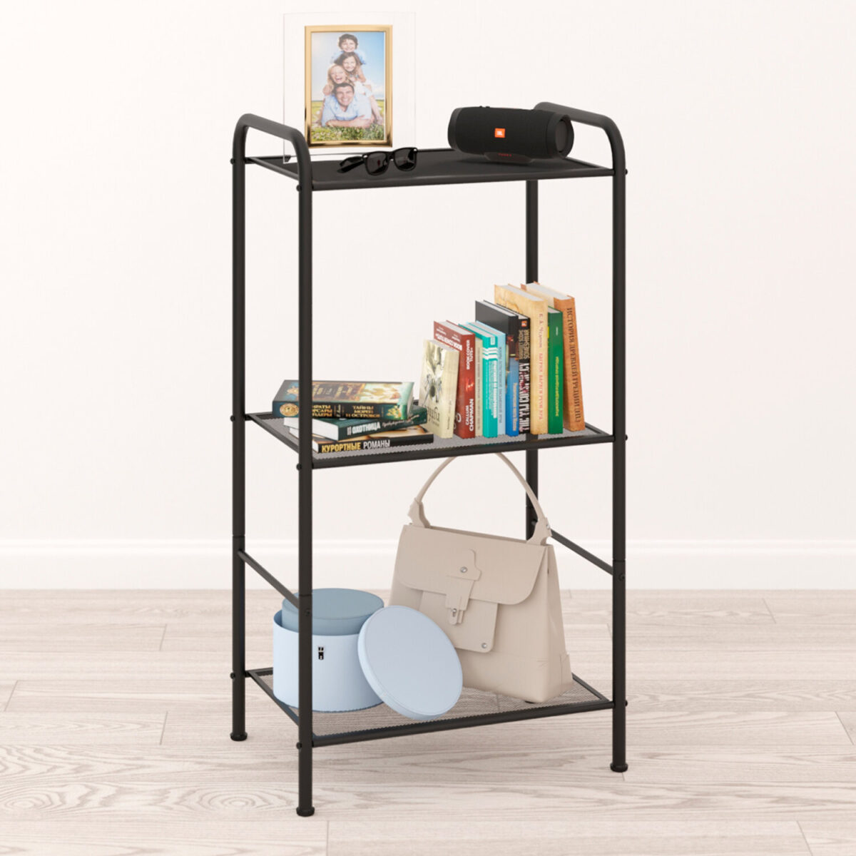 Стеллаж на металлокаркасе "Валенсия-13", 455х300х855 мм, 3 полки, черный, СТВ13 Ч — изображение 3