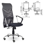 Кресло "Ультра", высокая спинка, с подлокотниками, хром, черное — изображение 2