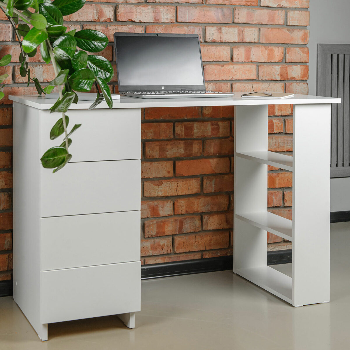 Стол письменный/компьютерный BRABIX "Scandi CD-016", 1100х500х750 мм, 4 ящика, белый, 641891, ЦБ013707-1 — изображение 3