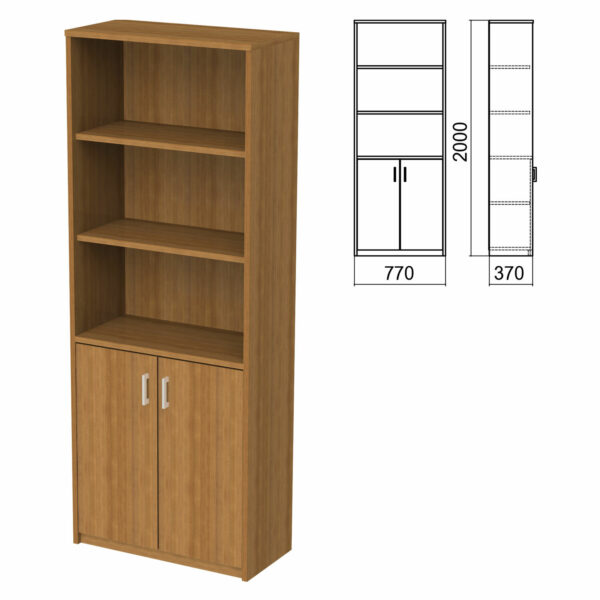 Шкаф полузакрытый "Арго", 770х370х2000 мм, 2 двери, 4 полки, орех