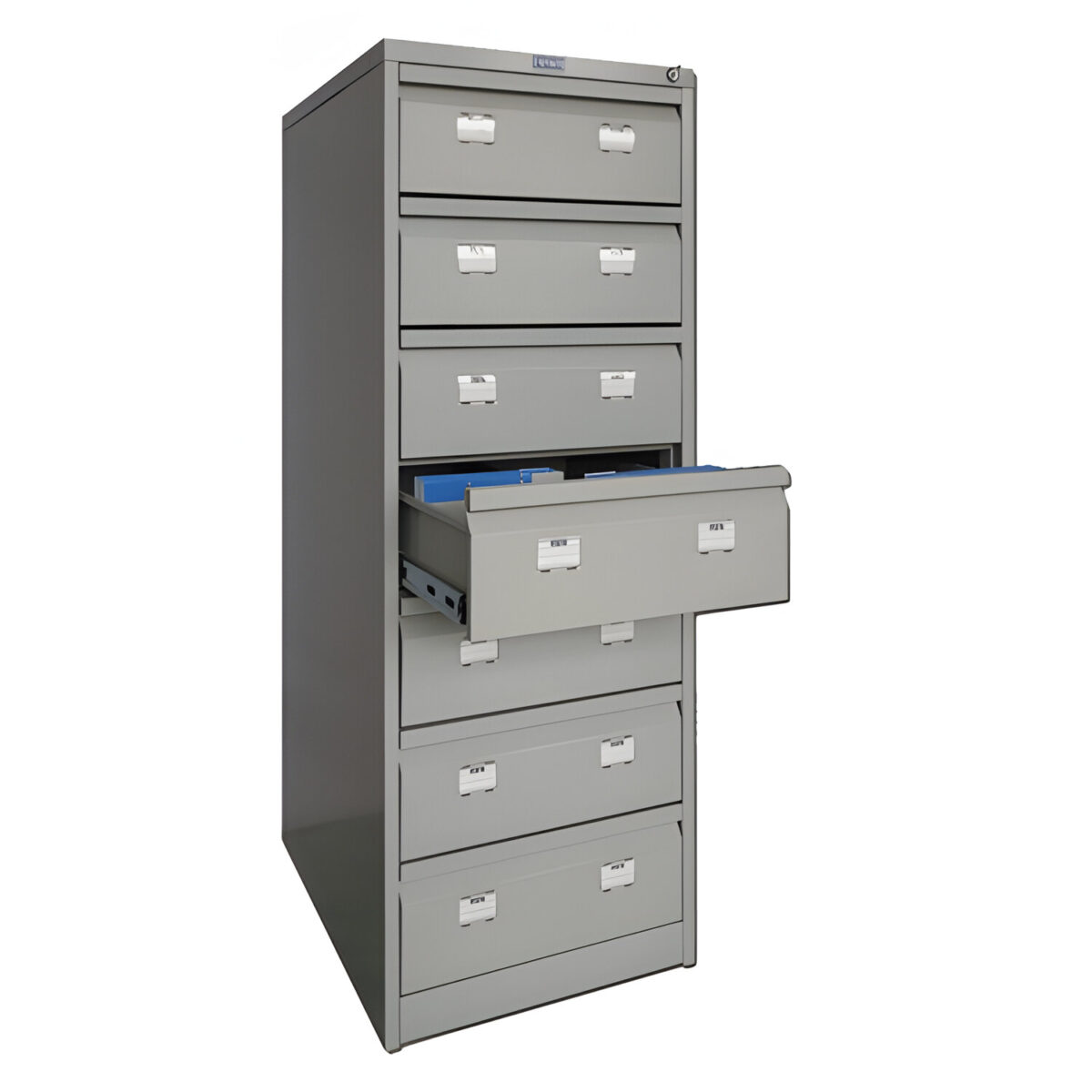 Шкаф картотечный ПРАКТИК "AFC-07", 1327х515х631мм, 7 ящиков под формат А5 (210х149 мм), формат папок Foolscap или A4 (БЕЗ ПАПОК) — изображение 1