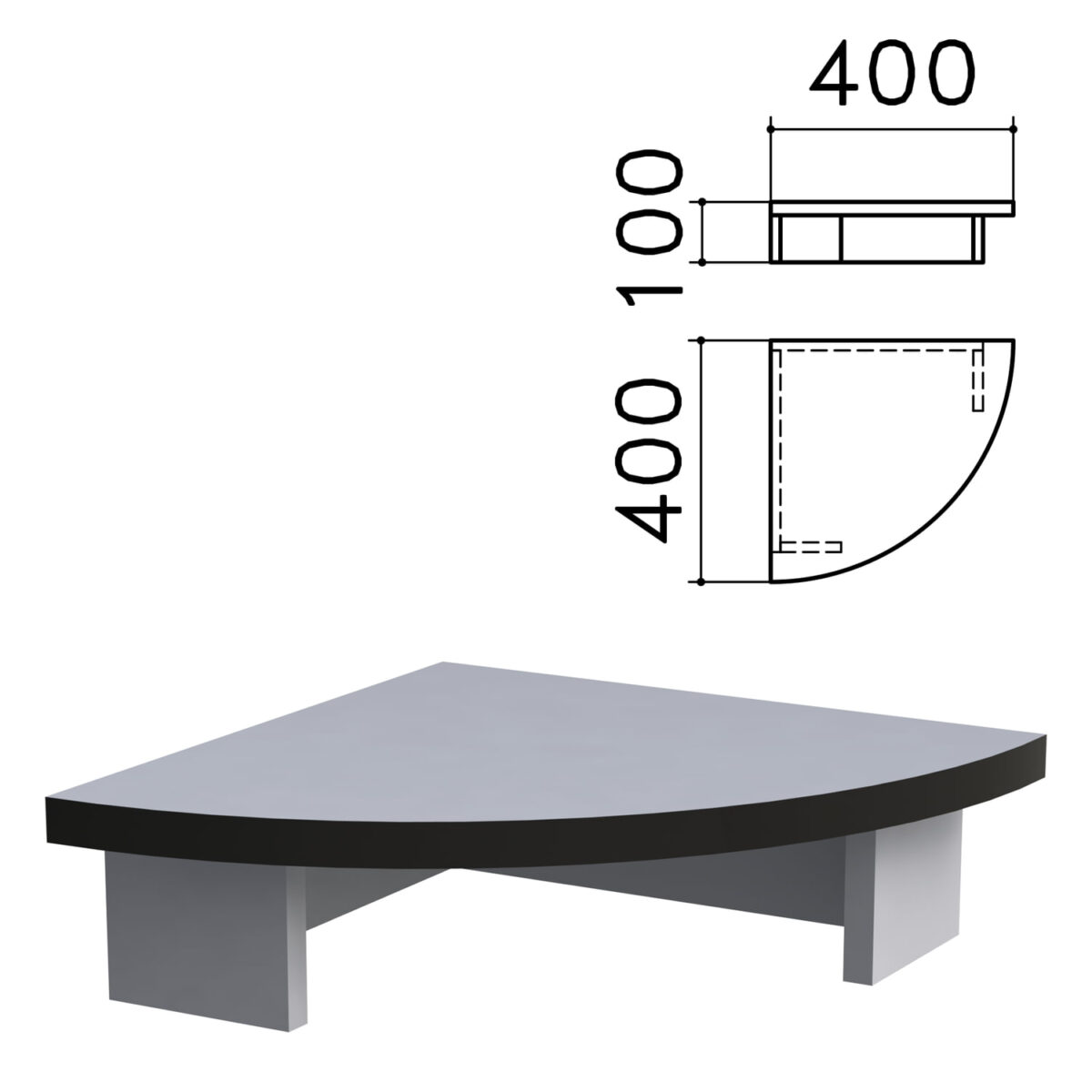 Подставка под монитор "Монолит", 400х400х100 мм, цвет серый, ПМ03.11 — изображение 1