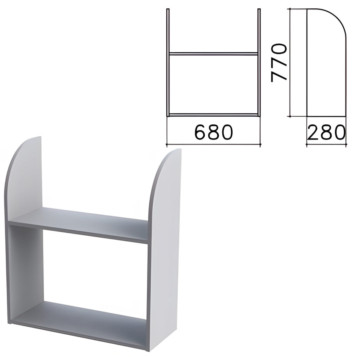 Полка навесная настенная "Монолит", 680х280х770 мм, цвет серый, ПМ40.11 — изображение 1