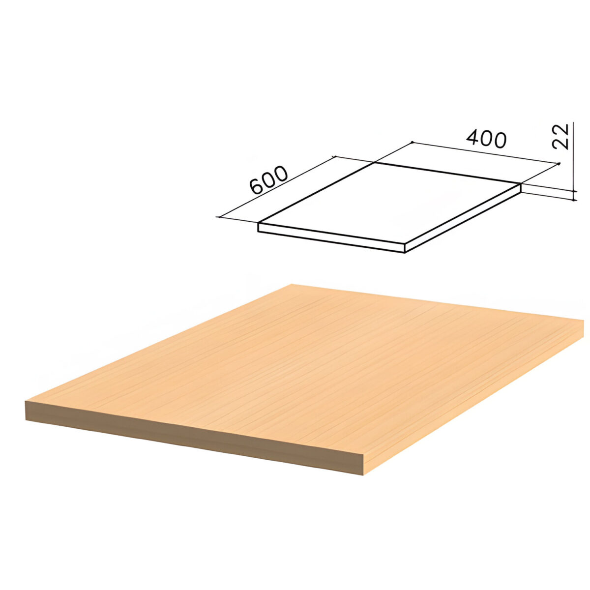 Крышка для тумбы приставной (код 640144) "Монолит", 400х600х22 мм, бук бавария, ТМ02.1 — изображение 1