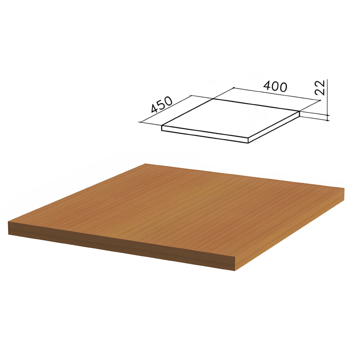 Крышка для тумбы приставной (код 640145) "Монолит", 400х450х22 мм, орех гварнери, ТМ01.3 — изображение 1