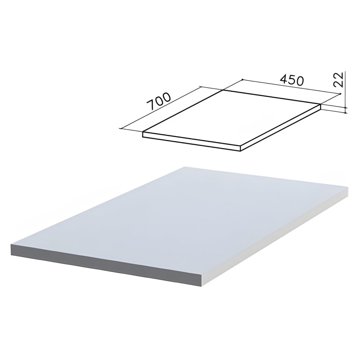 4ed7877498a73_xl Крышка для тумбы приставной (код 640146, 640149) "Монолит", 450х700х22 мм, серая, ТМ03.11 — изображение 1