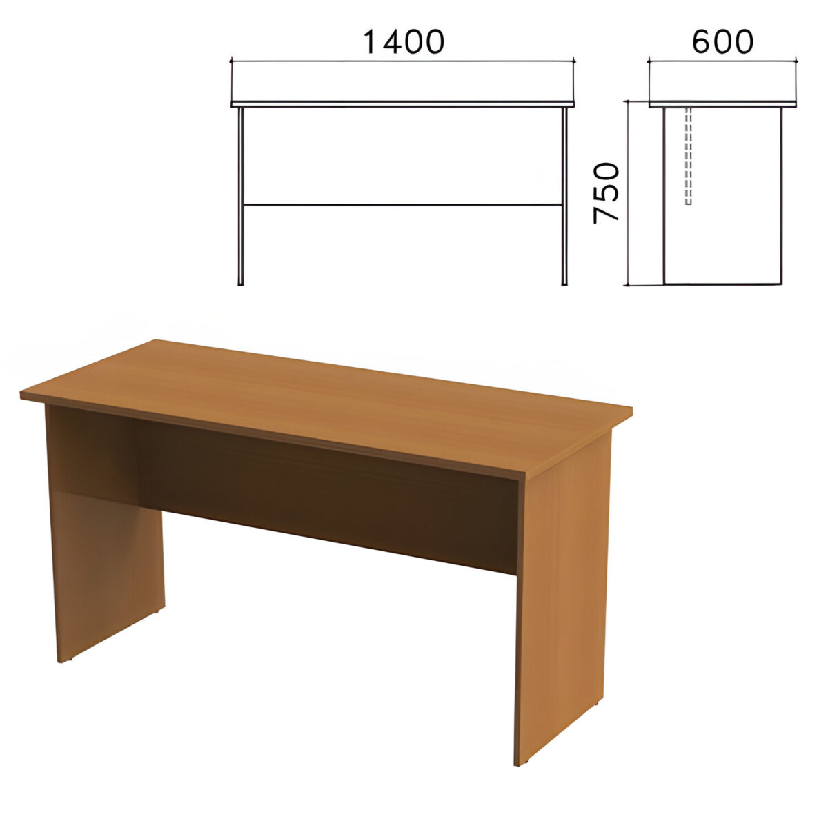 4ed88439eb57c_xl Стол письменный "Монолит", 1400х600х750 мм, цвет орех гварнери, СМ22.3 — изображение 1