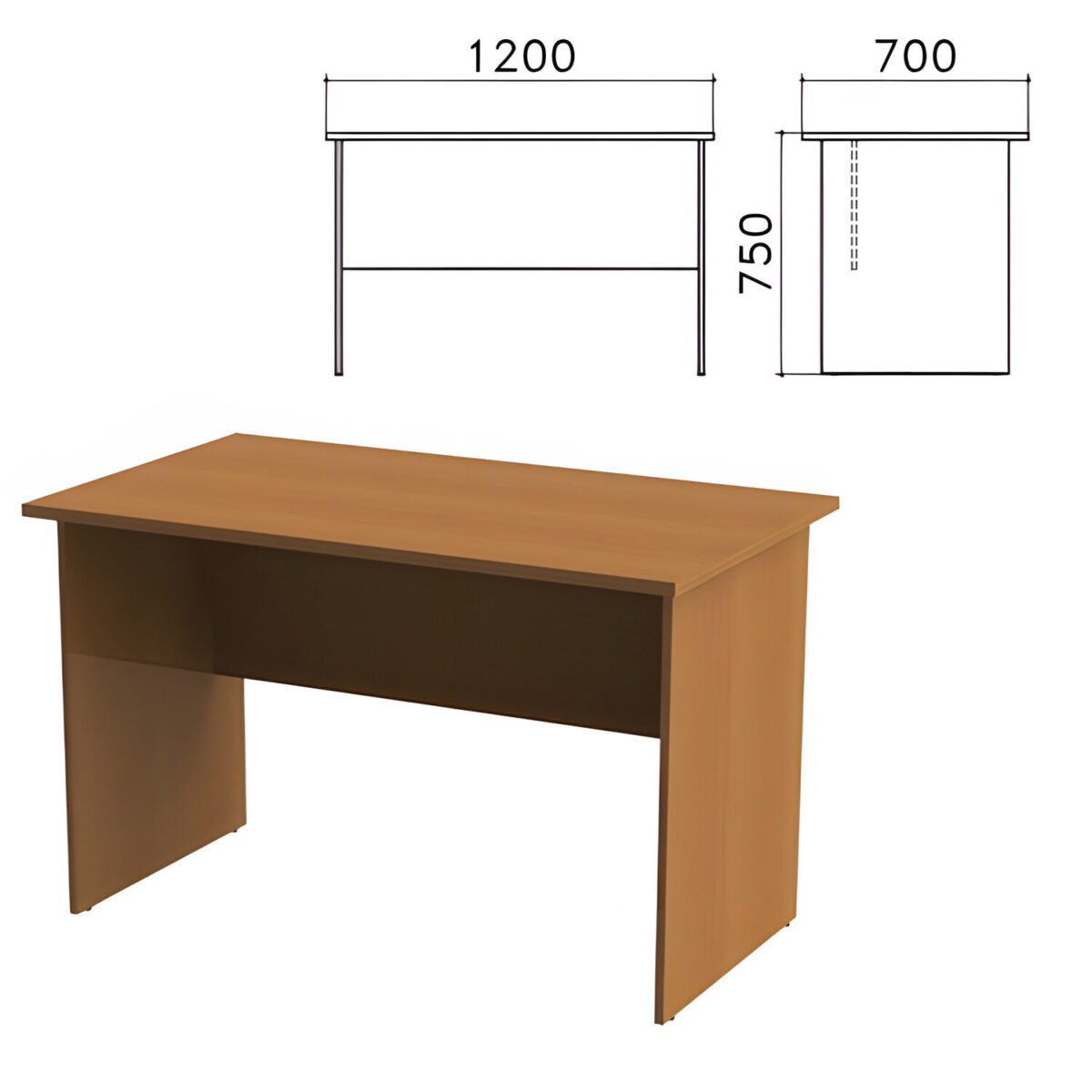 Стол письменный "Монолит", 1200х700х750 мм, цвет орех гварнери, СМ1.3 — изображение 1
