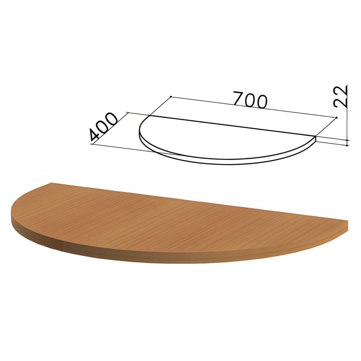 4ed89f4f1529b_xl Стол приставной полукруг "Монолит", 700х400х750 мм, БЕЗ ОПОРЫ (640137), цвет орех гварнери, ПМ34.3 — изображение 1