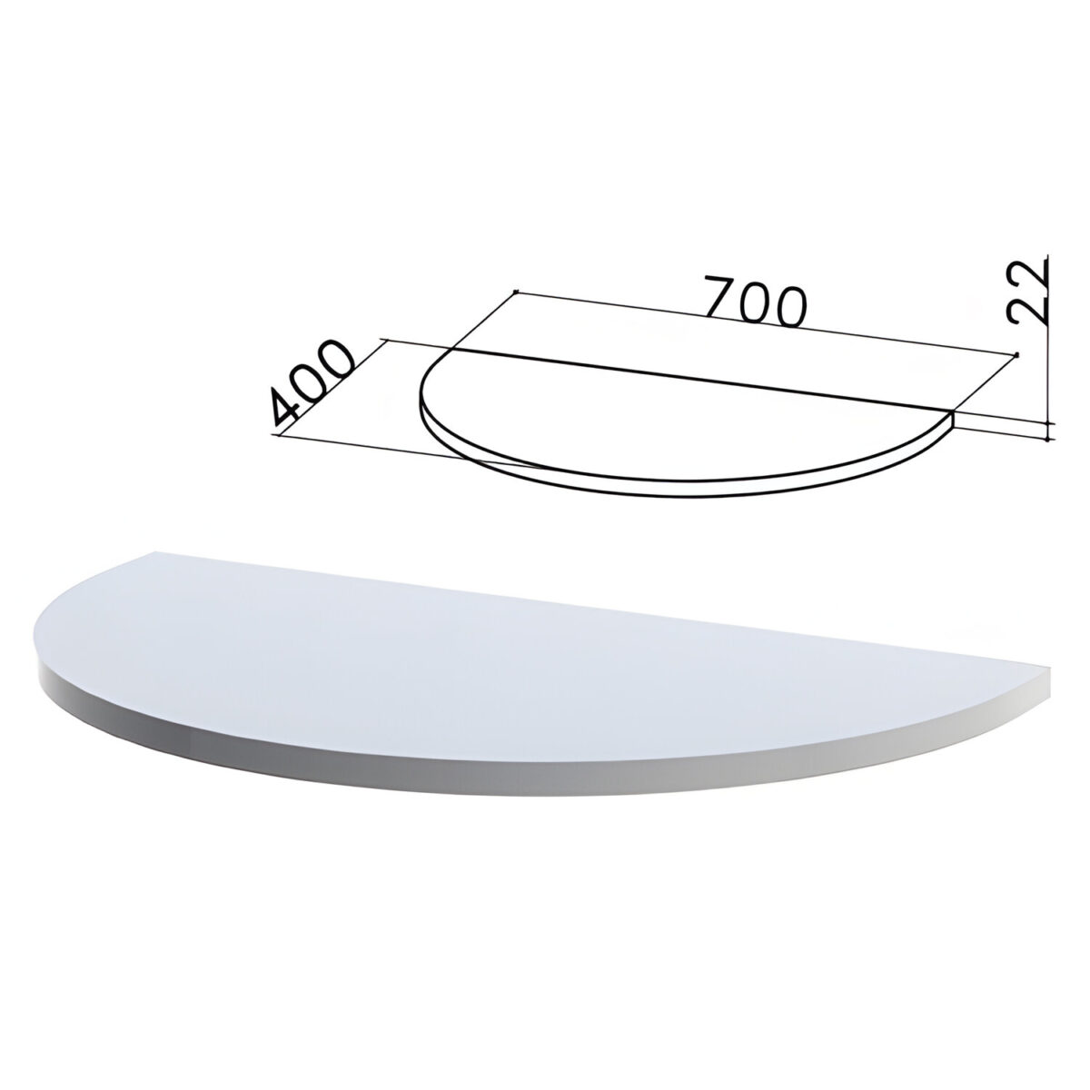 Стол приставной полукруг "Монолит", 700х400х750 мм, БЕЗ ОПОРЫ (640137), цвет серый, ПМ34.11 — изображение 1