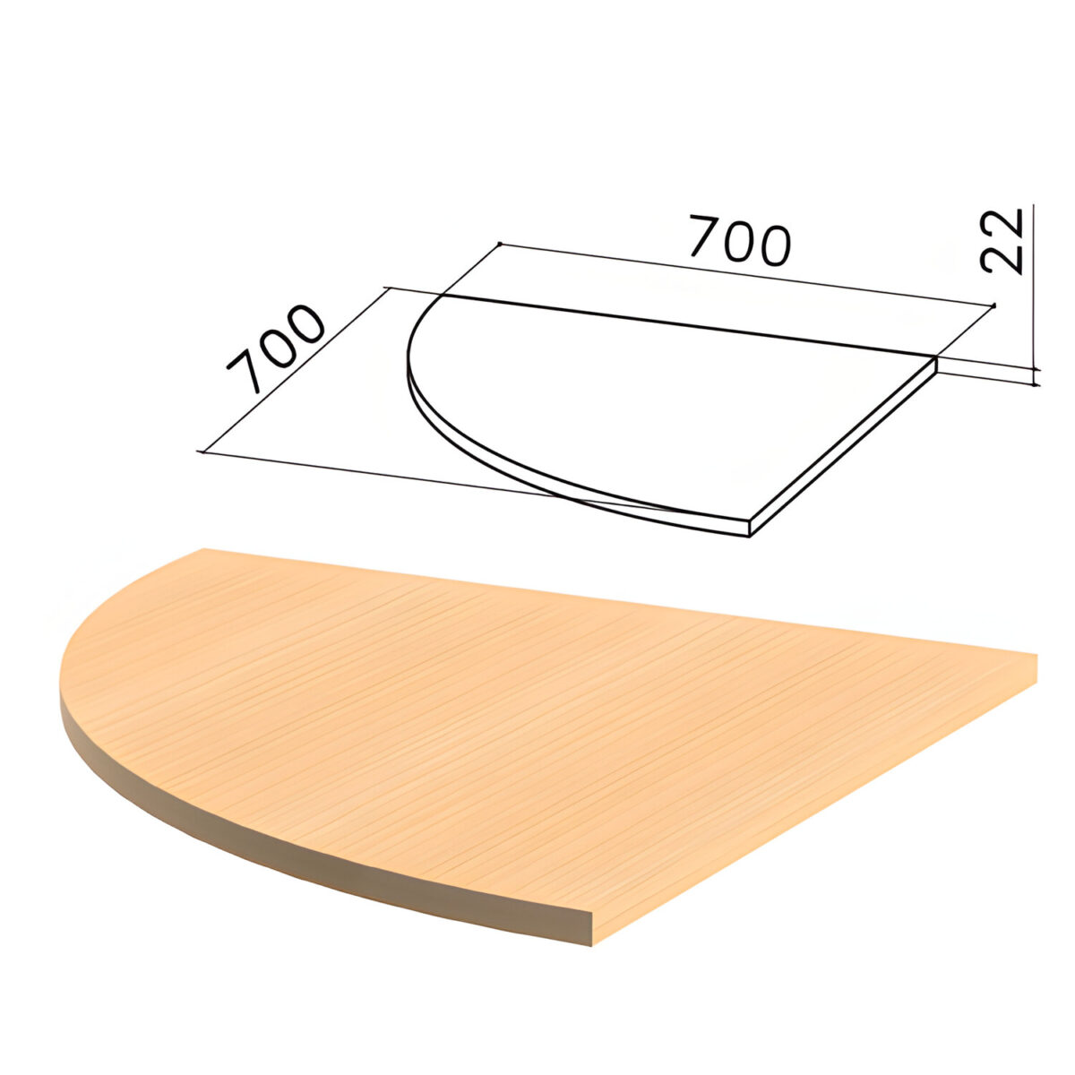 Стол приставной угловой "Монолит", 700х700х750 мм, БЕЗ ОПОРЫ (640137), цвет бук бавария, ПМ33.1 — изображение 1