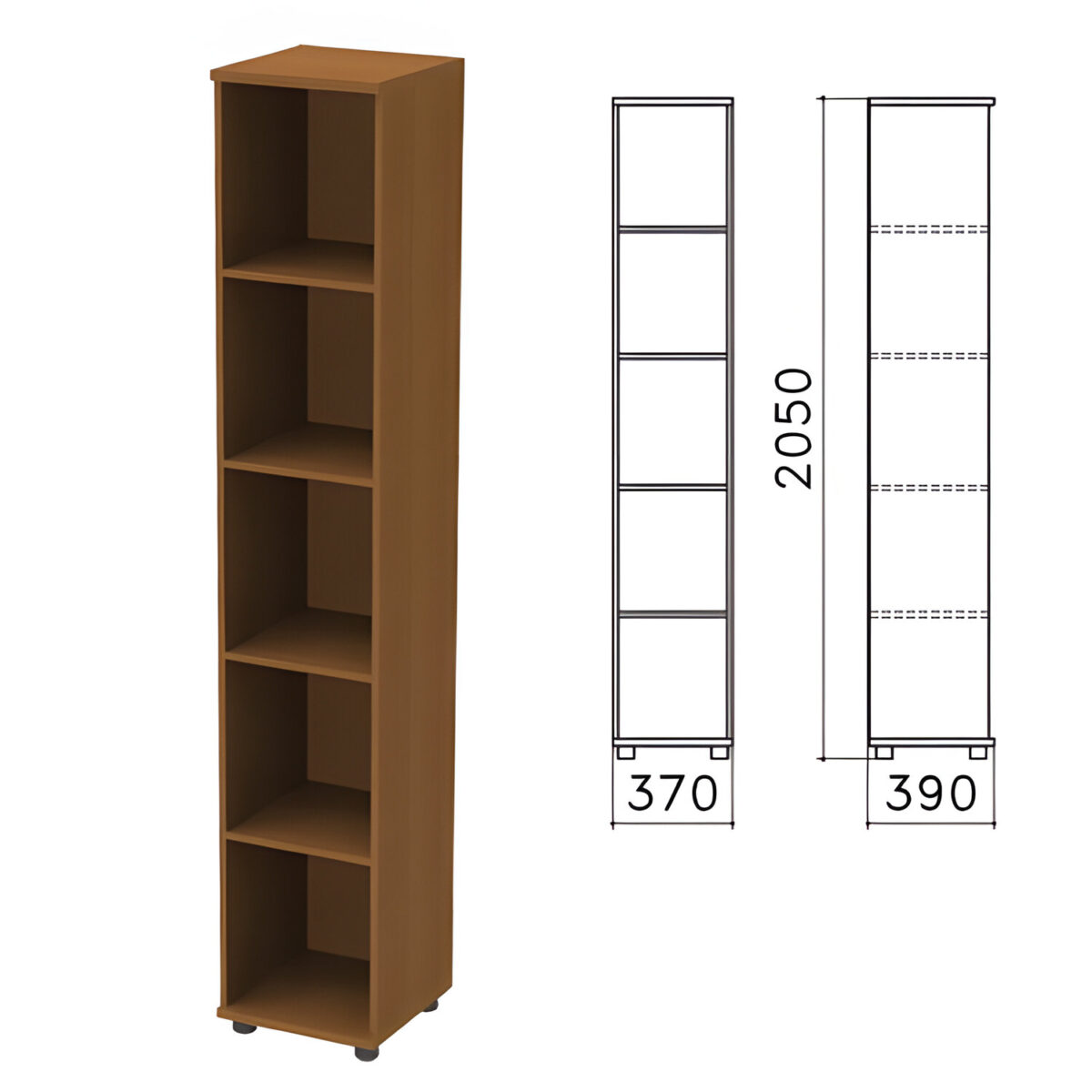 4edcb9d7a257e_xl Шкаф (стеллаж) "Монолит", 370х390х2050 мм, 4 полки, цвет орех гварнери, КМ45.3 — изображение 1